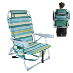 5-Position Adjustable Backpack Beach Chair with Storage Bag, Cooler Pouch & Side Bags — Ideal for Beach, Pool, Lawn