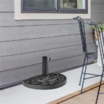 Half Round Umbrella Base Stand with Floral Pattern, Black - Image 5