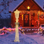 5FT Lighted Lamp Post with Bowknot Christmas Decorations, Pre-lit Holiday Decor with 110 Warm White LED Lights for Xmas Outdoor Indoor Decor Lighted Holiday Displays - Image 5