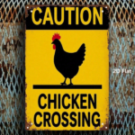 CIFbuy 1PC 2D Flat Metal Sign, Yellow Background Black Rooster Chicken Crossing Warning Sign, Vintage Classic Wall Art Decor For Home G TikTok, TikTok, me G Self-pickup Logiopics - Image 4