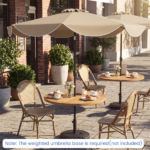 10 Ft Solar Powered Patio Umbrella with 24 LED Lights, Beige Outdoor Market Umbrella - Image 12