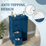 Navy blue, MDF with paint finish and melamine veneer, vertical stripes, 56*30*82.5cm, 4 drawers, 1 door, bathroom vanity - Image 8