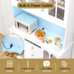 73 Inch White Kitchen Pantry Cabinet with Customizable LED Lights & Built-in Charging Station (USB/Type-C/AC Outlets) - Image 8