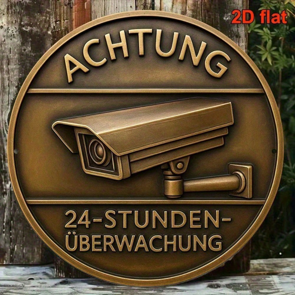 e000a472-83a4-470c-94f4-f3ff41b18682.png CIFbuy 1pc Vintage French Surveillance Sign 8x8 Inch Round Aluminum Metal Plaque, Retro Security Monitoring 2D Flat Wall Art Decor TikTok, TikTok, Self-pickup Logiopics - Image 1