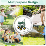 Heavy Duty Garden Hose Reel Cart with 10" Pneumatic Wheels, Large Capacity Hose Winder with Storage Basket & Brass Fittings -Green - Image 9