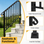 [Same Code 11384510 73142795]Artisasset Matte Black Outdoor 3 Level Iron Handrail - Image 21