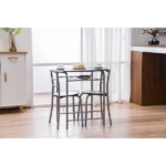 Same Code 67657426 PVC Breakfast Table (One Table and Two Chairs) Black - Image 19
