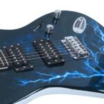 Lightning Style Electric Guitar with Power Cord/Strap/Bag/Plectrums Black & White - Image 15