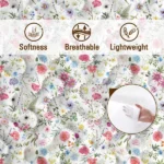 3 pcs Watercolor Wildflower Quilted Bedspread Set, Colorful Botanical Floral Print Quilt Set, Lightweight Reversible Coverlet with Pillow Shams, Spring Garden Bedding for Bedroom Decor temu can only be self-picked up - Image 9