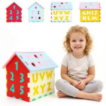3D Puzzle Playhouse Mat for Kids 3+, 30.48×26.67×31.75cm EVA Foam Interlocking Mat with Alphabet Number Matching, Multi-Color - Image 2