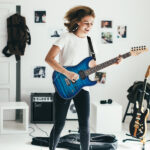 [Do Not Sell on Amazon] GST Stylish H-H Pickup Tiger Stripe Electric Guitar Kit with 20W AMP Bag Guitar Strap Blue - Image 34