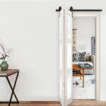 40" Bi-Folding Sliding Barn Door Hardware Kit for 2 Doors,Smoothly&Quietly,Black Track J Shape Roller-[Doors not Included] - Image 2