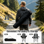 2 Pack Heavy Duty Folding Camping Chairs 330 LBS Capacity, 600D Oxford Padded Portable Outdoor Lawn Chairs with Cup Holder & Carry Bag - Black - Image 7
