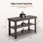 Shoe Rack Bench, 3-Tier Bamboo Storage Organizer, Brown (Shipment from Walmart) - Image 2