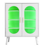 Two-door, polycarbonate sheet shoe cabinet with four internal layers, USB LED strip, and 24 adjustable buttons. Made of particleboard and polycarbonate sheet. Dimensions: 68*40*83.5 cm. White - Image 11