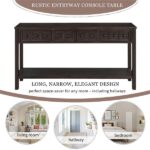 Rustic Entryway Console Table, 60" Long Sofa Table with two Different Size Drawers and Bottom Shelf for Storage (Espresso) - Image 4