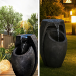 Backyard Water Fountain – 21.5” Tall Floor Standing Fountain, Indoor/Outdoor Modern Two-Tier Waterfall for Garden, Patio, or Yard Décor - Image 7