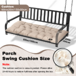 Outdoor Bench Cushion, 60 × 20 × 4 Inch, Tufted Waterproof Swing Cushion with Ties, for Patio Bench or Window Seat - Image 2
