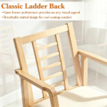 Heavy-Duty Solid Wood Rocking Chair, Ergonomic Accent Armchair with Breathable Ladder Back for Indoor Relaxation-Natural - Image 6