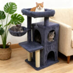 Dark Gray 33.5" Multi-Level Cat Tree with 2-Tier Condo, Sisal Scratching Posts & Anti-Toppling Device for Cats - Image 6