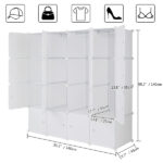 4-layer 16 Cube Organizer Stackable Plastic Cube Storage, Plastic + Steel Wire with 3 Clothes Rails, Free to Assemble, White - Image 12