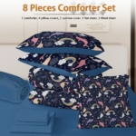 8-Piece Whale Comforter for Twin Bed Girls Narwhal Comforter Set Bed in A Bag Rainbow - 1 Comforter, 2 Pillow Shams, 1 Flat Sheet, 1 Fitted Sheet, 2 Pillowcases, 1 Cushion Cover - Image 5