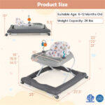 Grey Foldable Baby Walker with Detachable Tray & Shape Sorter Toys, 3-Level Height Adjustable for 6-12 Months - Image 5