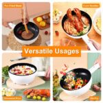 Electric Hot Pot Non-Stick Frying Pan Portable Rapid Noodles Cooker with Long Handle Steamer Spatula Dual Power Control Overheat Dry-Boil Protection for College Dorm Room Essential - Image 4