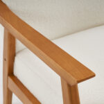 Solid Wood Armrest Teddy Velvet Simple Single Indoor Lounge Chair Backrest Creamy-White - Image 19