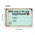 CIFbuy 1pc Will You Be My Boyfriend Metal Sign, 2D Flat Tin Plaque Sticky Note Style, Durable Wall Decor For Bedroom Bar Kitchen Restro TikTok, TikTok, Style Self-pickup Logiopics - Image 2