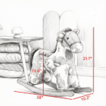 Brown Kids Rocking Horse – Soft Plush Horse Rocker with Rabbit Toy, Realistic Neigh for Playroom & Living Room - Image 3