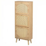 Rattan-fronted 3-tier shoe cabinet, particleboard, 54*24*135 cm, natural wood color - Image 4