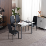 4pcs Elegant Assembled Stripping Texture High Backrest Dining Chairs Black Replace encoding 13028198-18410366 - Image 46