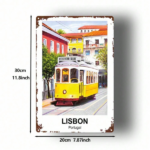 CIFbuy Vintage Lisbon Portugal Yellow Tram Metal Sign 8x12 Inch Retro Tinplate Wall Art, Classic Farmhouse Kitchen Cafe Bar Decor TikTok, TikTok, Self-pickup Logiopics - Image 2