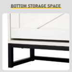Barn door three-drawer cabinet with top panel; shoe cabinet; particleboard; 80*24*145cm; distressed white - Image 10