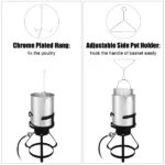 13*32inch Four-Piece Set, Black Round Iron Stove Frame, Silver Aluminum 30qt Turkey Pot 10qt Fish Pot, Gas Fryer - Image 59