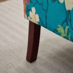 Modern Accent Chair with Retro Wood Legs, Comfy Upholstered Armchair, Floral Design Single Sofa Chair for Living Room Bedroom Office - Floral Cyan - Image 11