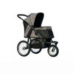 Gray 3-Wheel Pet Stroller – for Small & Medium Dogs, Adjustable Canopy, Safety Tether, Storage Basket - Image 3