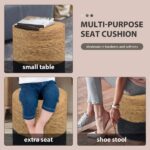 sku:72699233)Ottoman Poof, Natural Seagrass Poufs, Hand Weave Round Footstool, Pouffe Accent Chair, Sitting Braided Footrest W/Jute Cover, Home Decorative Seat for Living Room(Temu - Image 6