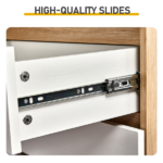 Handle-Free 4-Drawer Storage Cabinet Color-Block Drawer Dresser 23.62*14.96*30.71in Wood-Tone Cabinet Body + White Drawer Fronts - Image 8
