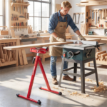 2-Pack Heavy Duty Metal Folding Roller Stand with Edge Guides Portable Woodworking Support - Red - Image 7