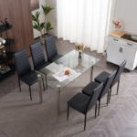 4pcs Elegant Assembled Stripping Texture High Backrest Dining Chairs Black Replace encoding 13028198-18410366 - Image 146