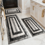 Three-piece kitchen rug set, non-slip and washable, abstract pattern kitchen hallway rug, soft and comfortable, suitable for sinks, floors, entrances, hallways and bathrooms. - Image 13