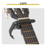 Matte Black 30-inch Round Acoustic Guitar with Picks, Strings, Capo, Case, Tuner, and Strap - Image 9