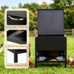 Heavy Duty Stainless Steel Chicken Feed Hopper with Lift Top Cover, Raised Legs Spill-Proof Poultry Feeding Box for Backyard Flock Low Refill Frequency - Image 9