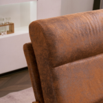 Same Code 28822889 High Back Solid Wood Armrest Backrest Iron Frame Bronzing Cloth Indoor Leisure Chair Orange - Image 33