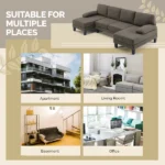 U-Shaped Convertible Sectional Sofa with 2 Chaise Lounges, 4-Seater Modular Couch with Removable & Washable Chenille Covers, 111.4" L x 48.4" D x 33.1" H L-Shaped Couches for Living Room Apartment, Heavy Duty Plastic Legs, Deep Brown - Image 8