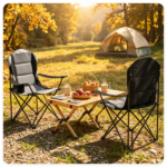 2 Pack Heavy Duty Folding Camping Chairs 330 LBS Capacity, 600D Oxford Padded Portable Outdoor Lawn Chairs with Cup Holder & Carry Bag - Black - Image 9