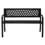 47in PVC Mesh Backrest Iron Bench Black - Image 15