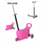 Pink 3-in-1 Ride on Push Car Kids Scooter Sliding Walker with Adjustable Handlebar 3 Balanced Wheels Removable Storage Seat for Ages 2-6 - Image 3